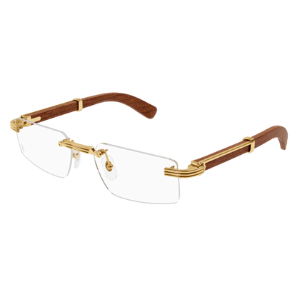 Première de Cartier Rectangular Wood/Horn Eyeglasses
