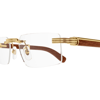 Première de Cartier Rectangular Wood/Horn Eyeglasses