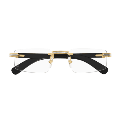 Première de Cartier Rectangular Wood/Horn Eyeglasses