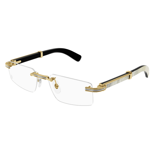 Première de Cartier Rectangular Wood/Horn Eyeglasses
