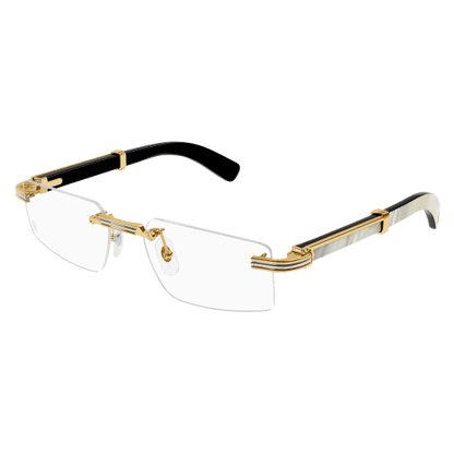 Première de Cartier Rectangular Wood/Horn Eyeglasses