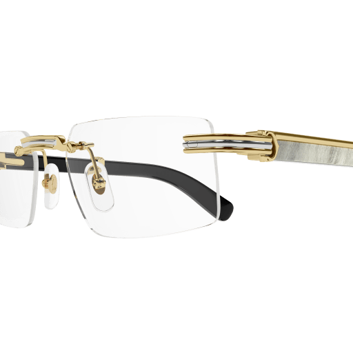 Première de Cartier Rectangular Wood/Horn Eyeglasses