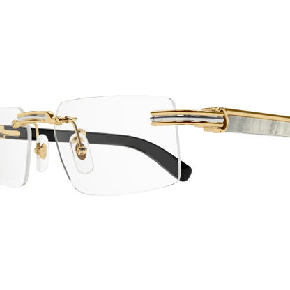 Première de Cartier Rectangular Wood/Horn Eyeglasses