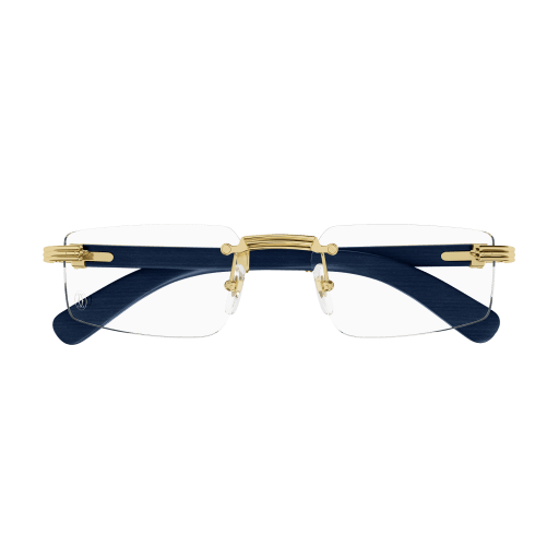 Première de Cartier Rectangular Wood/Horn Eyeglasses