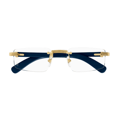Première de Cartier Rectangular Wood/Horn Eyeglasses