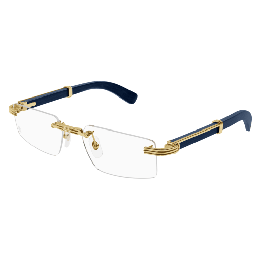 Première de Cartier Rectangular Wood/Horn Eyeglasses