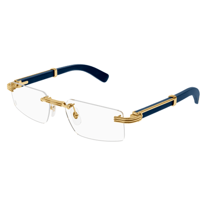 Première de Cartier Rectangular Wood/Horn Eyeglasses