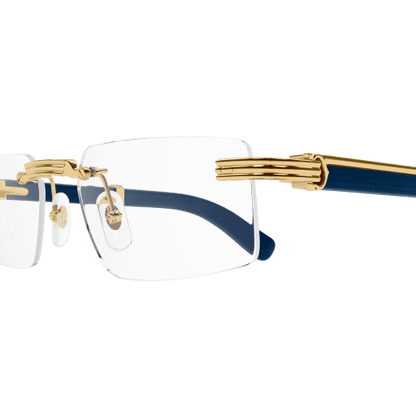 Première de Cartier Rectangular Wood/Horn Eyeglasses