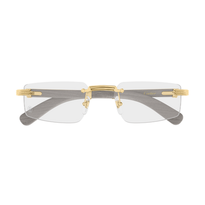 Première de Cartier Rectangular Wood/Horn Eyeglasses