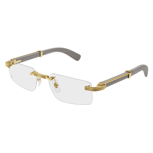 Première de Cartier Rectangular Wood/Horn Eyeglasses