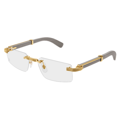 Première de Cartier Rectangular Wood/Horn Eyeglasses