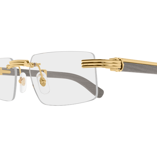 Première de Cartier Rectangular Wood/Horn Eyeglasses