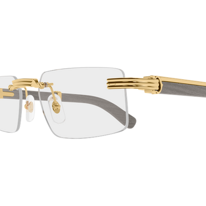 Première de Cartier Rectangular Wood/Horn Eyeglasses