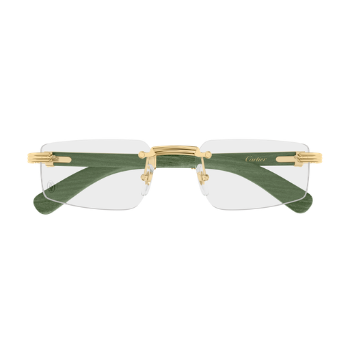 Première de Cartier Rectangular Wood/Horn Eyeglasses