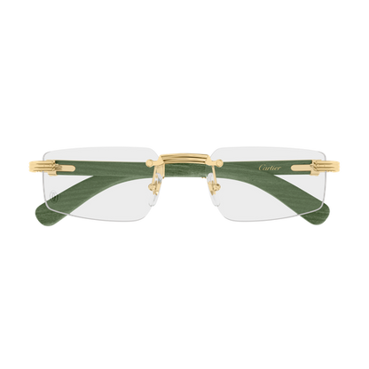 Première de Cartier Rectangular Wood/Horn Eyeglasses