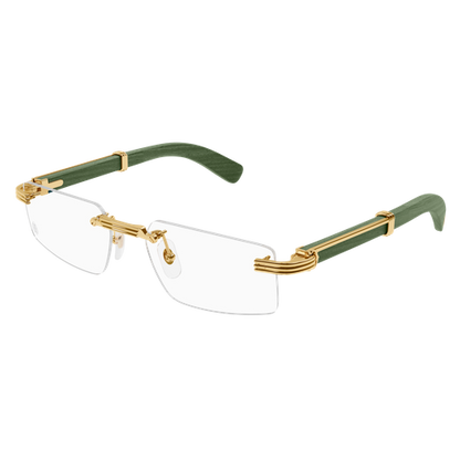 Première de Cartier Rectangular Wood/Horn Eyeglasses