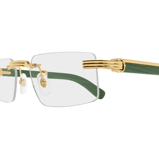 Première de Cartier Rectangular Wood/Horn Eyeglasses