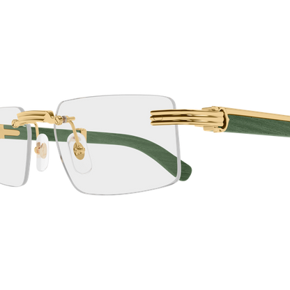 Première de Cartier Rectangular Wood/Horn Eyeglasses