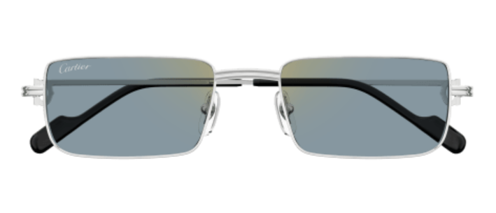Première de Cartier Rectangular Metal Sunglasses