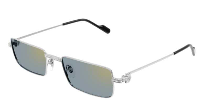 Première de Cartier Rectangular Metal Sunglasses