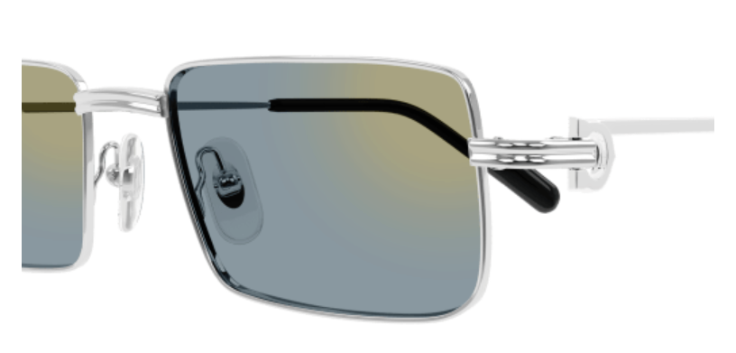 Première de Cartier Rectangular Metal Sunglasses