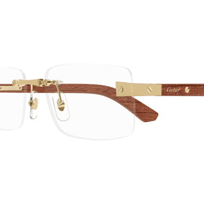 C Allongé de Cartier Motif Rimless Wood Eyeglasses