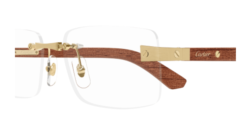 C Allongé de Cartier Motif Rimless Wood Eyeglasses