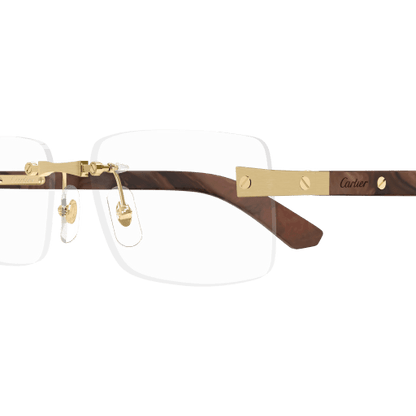 C Allongé de Cartier Motif Rimless Wood Eyeglasses