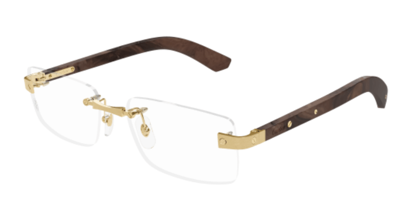 C Allongé de Cartier Motif Rimless Wood Eyeglasses