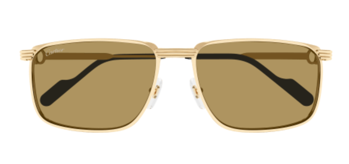 Première de Cartier Rectangular Metal Sunglasses