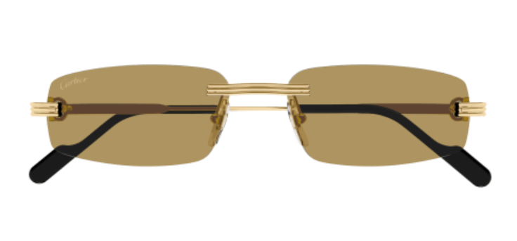 Première de Cartier Rectangular Metal Sunglasses