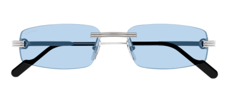 Première de Cartier Rectangular Metal Sunglasses