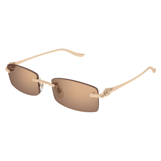 Precious de Cartier Panthere Rimless Solid Gold Sunglasses