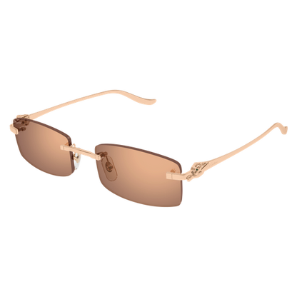 Precious de Cartier Panthere Rimless Solid Gold Sunglasses