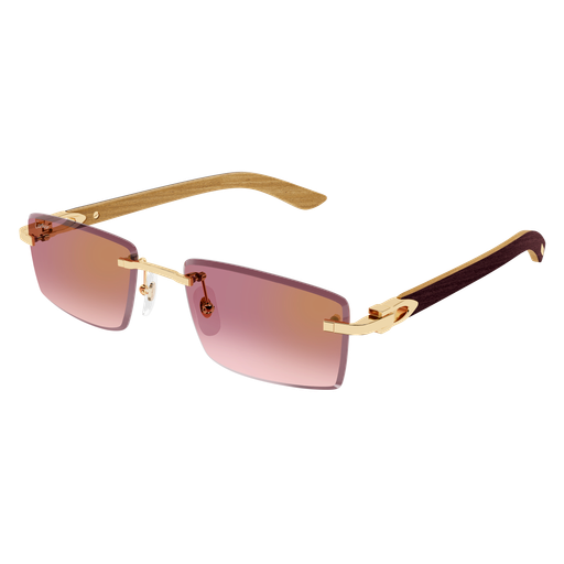 C Allongé de Cartier Motif Rimless Wooden Sunglasses