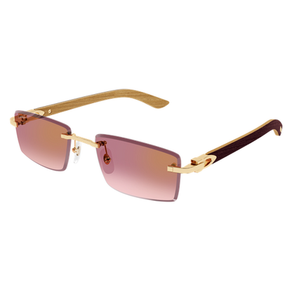 C Allongé de Cartier Motif Rimless Wooden Sunglasses