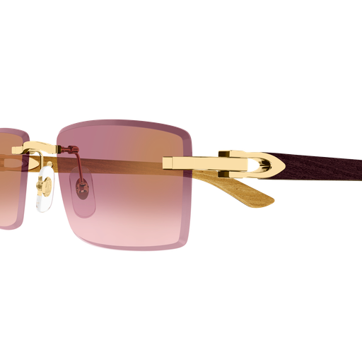 C Allongé de Cartier Motif Rimless Wooden Sunglasses