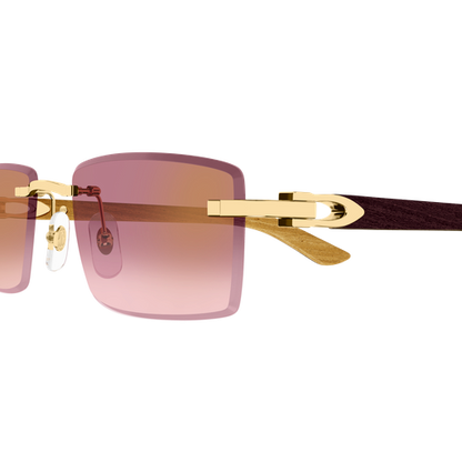 C Allongé de Cartier Motif Rimless Wooden Sunglasses