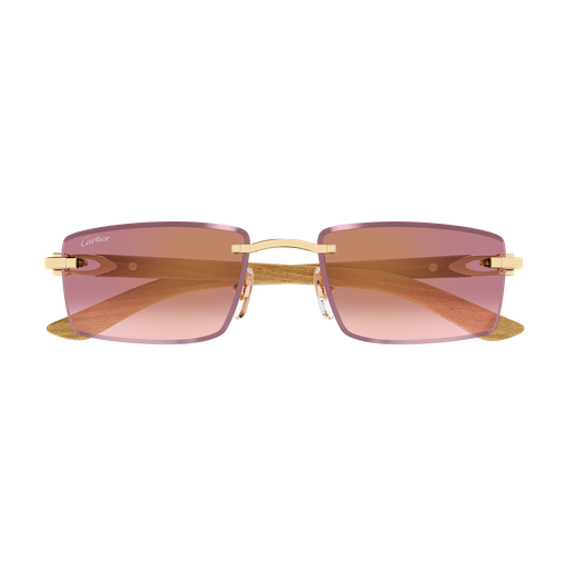 C Allongé de Cartier Motif Rimless Wooden Sunglasses
