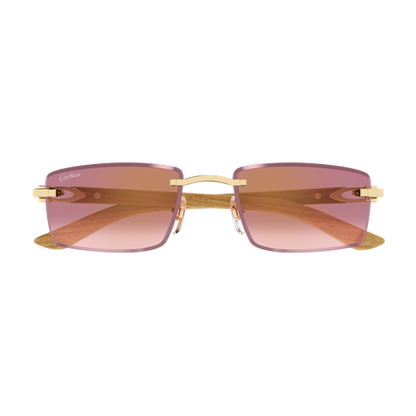 C Allongé de Cartier Motif Rimless Wooden Sunglasses