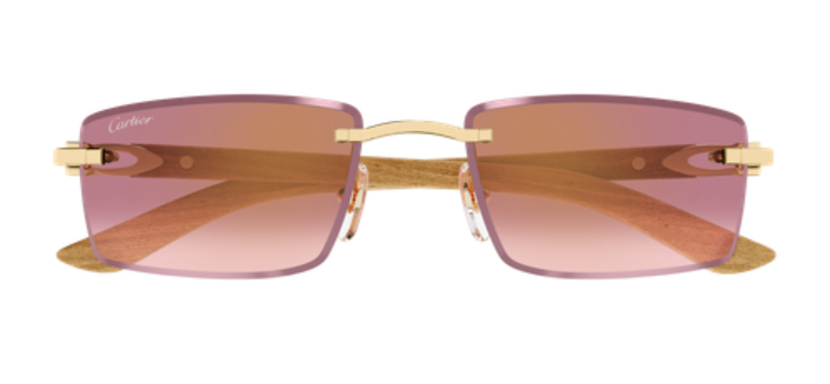 C Allongé de Cartier Motif Rimless Wooden Sunglasses