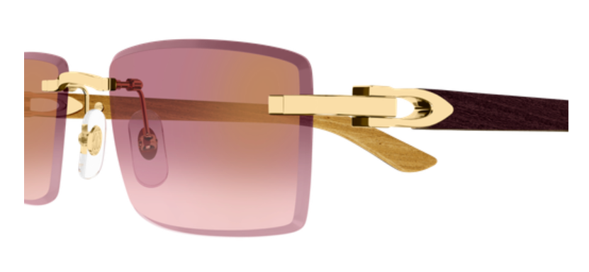 C Allongé de Cartier Motif Rimless Wooden Sunglasses