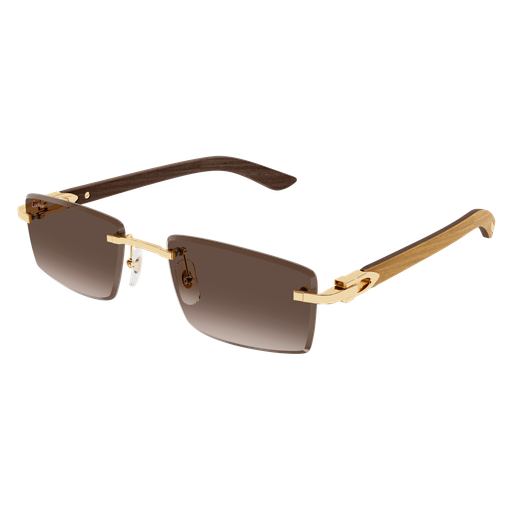 C Allongé de Cartier Motif Rimless Wooden Sunglasses