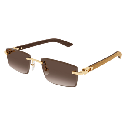 C Allongé de Cartier Motif Rimless Wooden Sunglasses