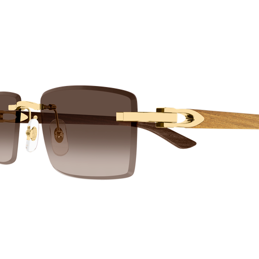 C Allongé de Cartier Motif Rimless Wooden Sunglasses