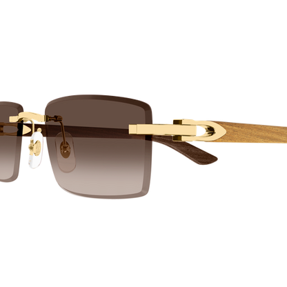 C Allongé de Cartier Motif Rimless Wooden Sunglasses