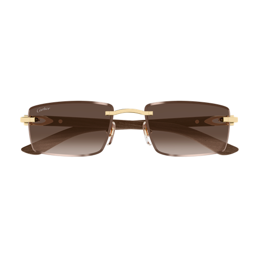 C Allongé de Cartier Motif Rimless Wooden Sunglasses