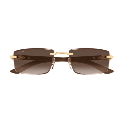 C Allongé de Cartier Motif Rimless Wooden Sunglasses