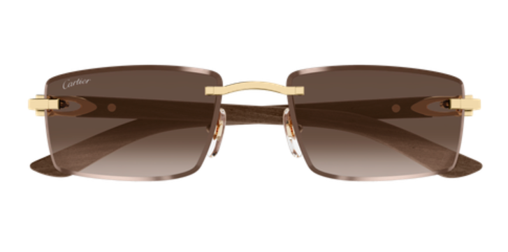 C Allongé de Cartier Motif Rimless Wooden Sunglasses