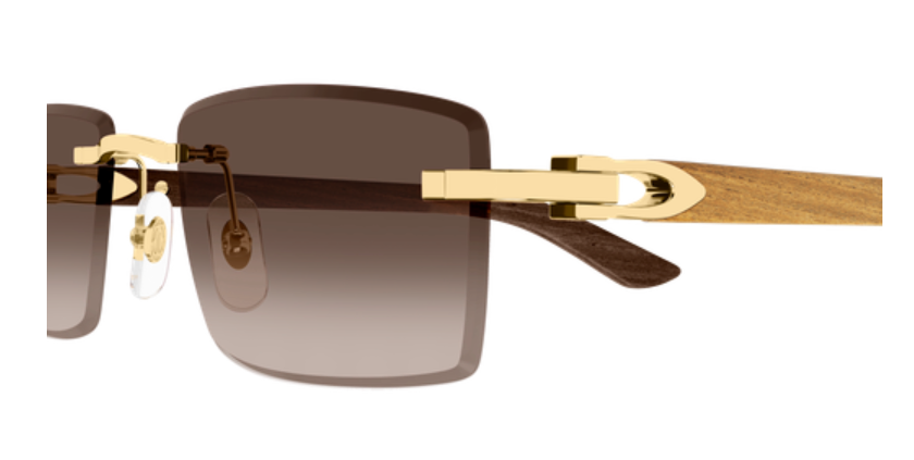 C Allongé de Cartier Motif Rimless Wooden Sunglasses